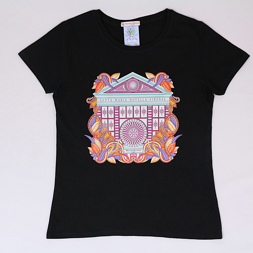 Red Santa Maria Novella Cotton Black T-Shirt XL