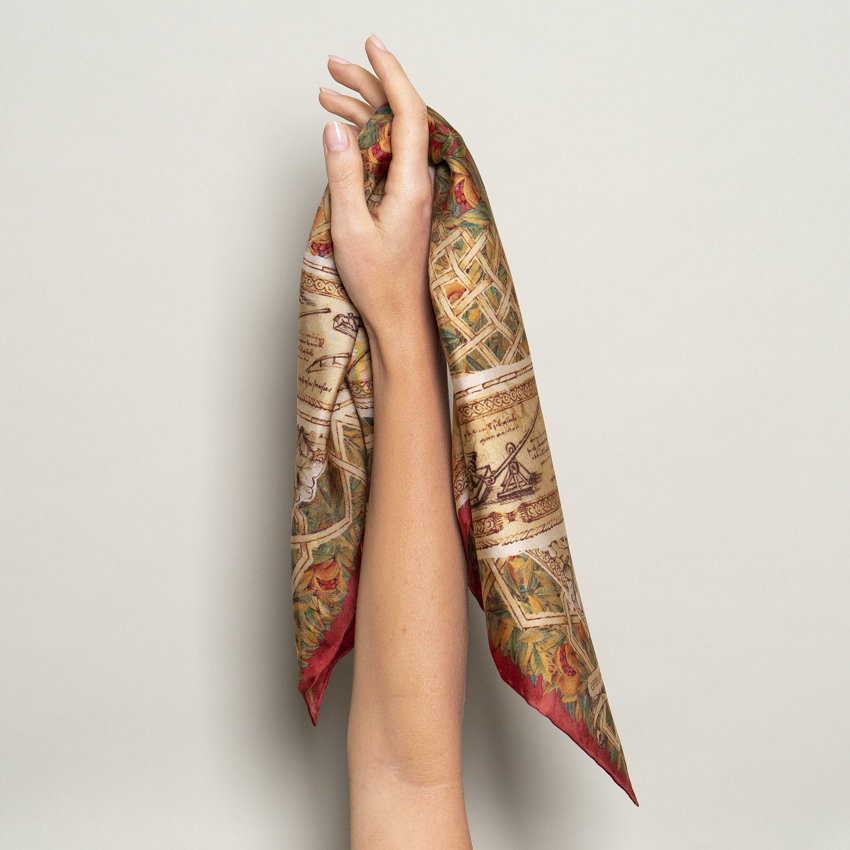 Red Leonardo Da Vinci Bandana