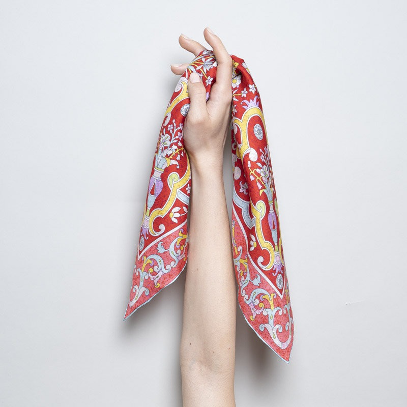 Red Mosaico Fiorentino Bandana