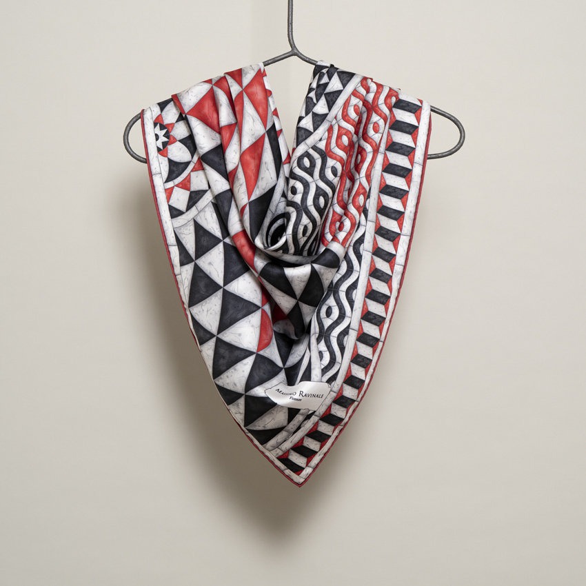 Foulard Tarsia Marmorea Rosso