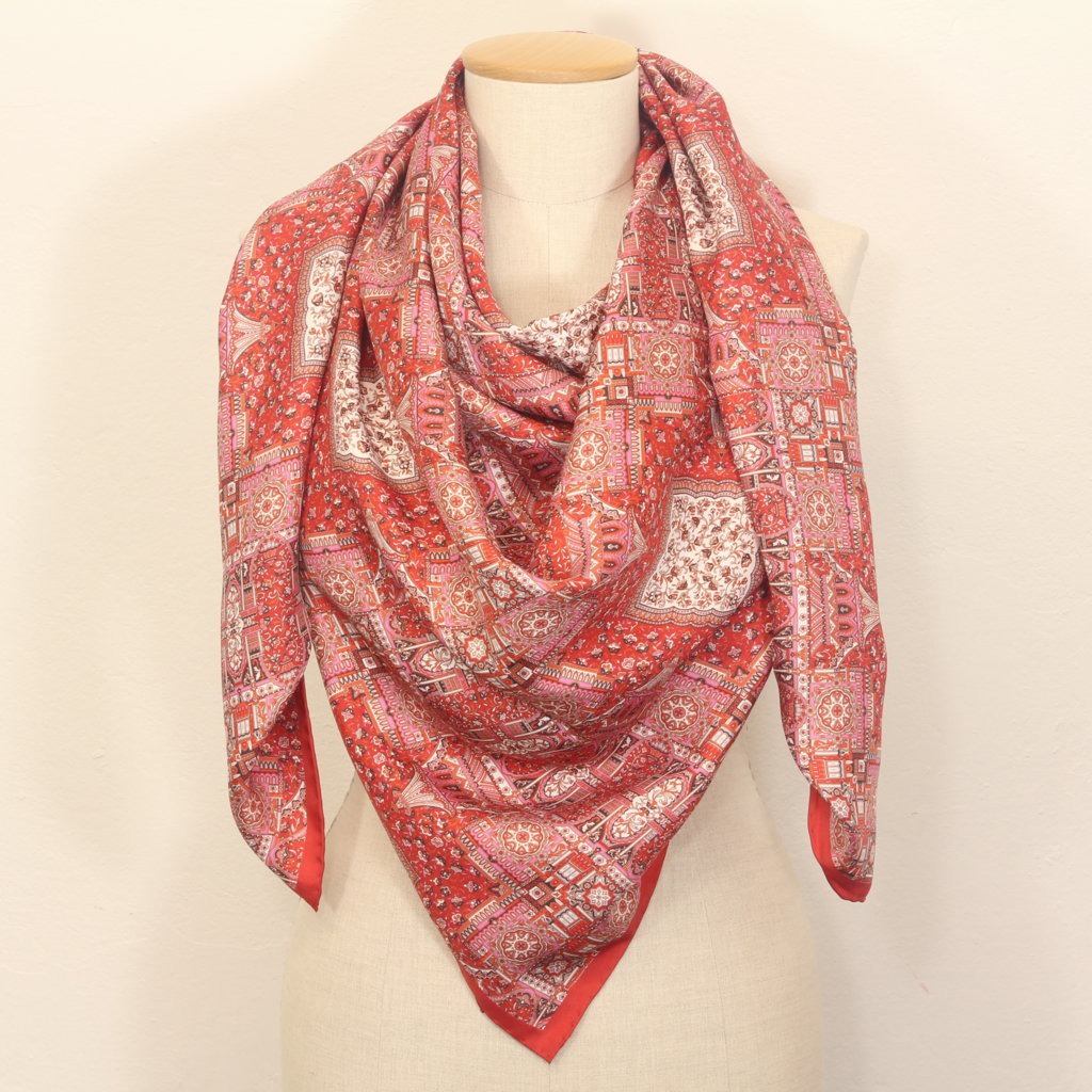 White Red Anastasia Big Square Scarf