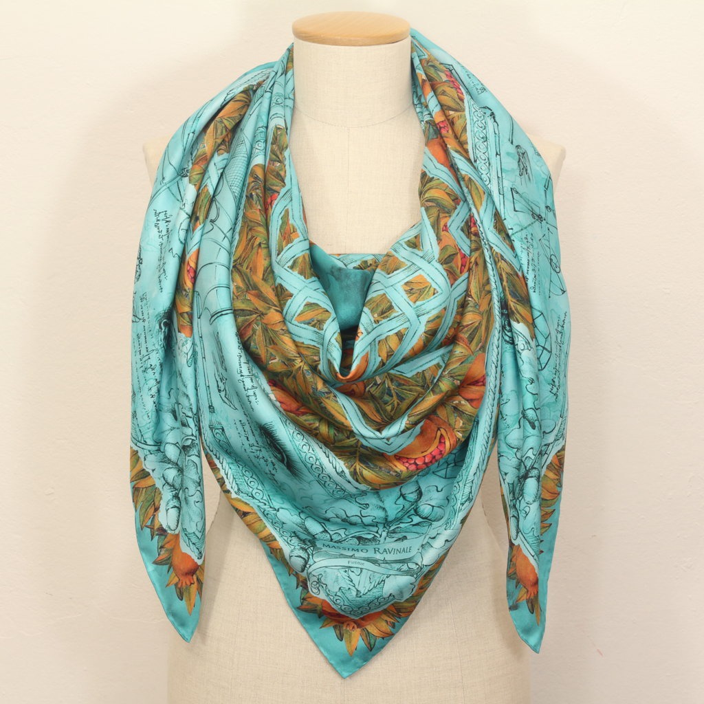 Petrol Leonardo Da Vinci Big Square Scarf