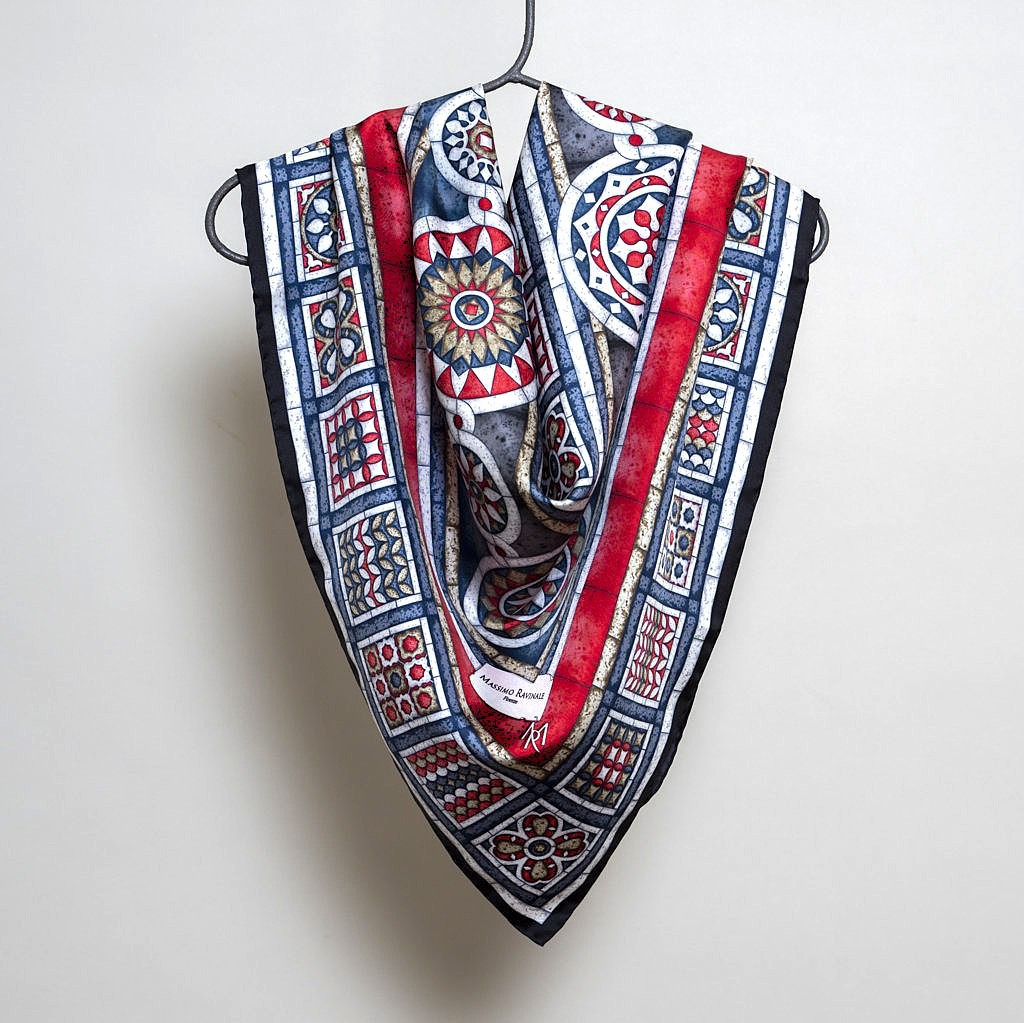 Foulard Tarsia Policroma Blu Rosso