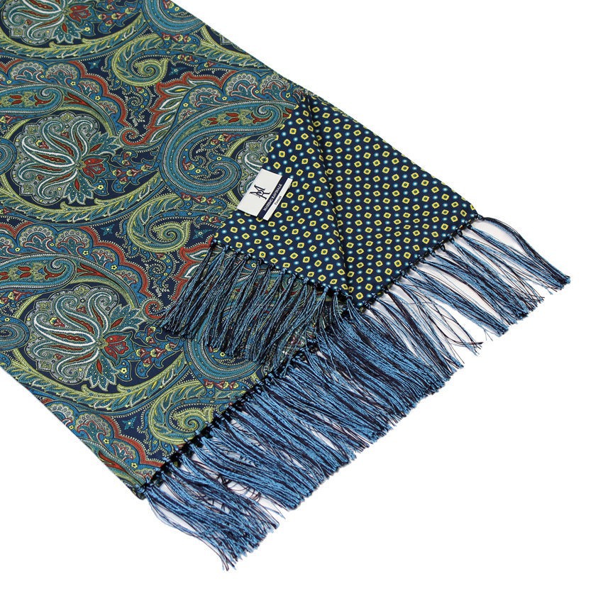 Gold Navy Caravaggio Double Silk Scarf